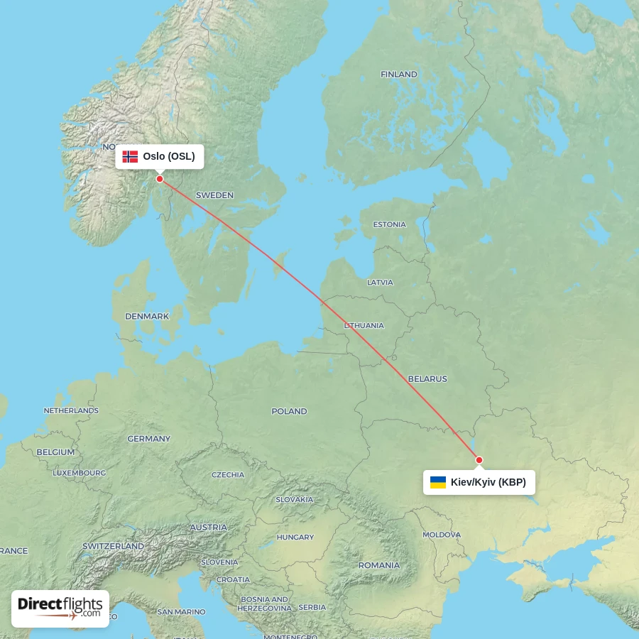 OSL - KBP route map
