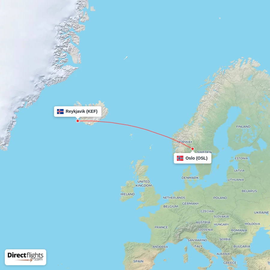 OSL - KEF route map