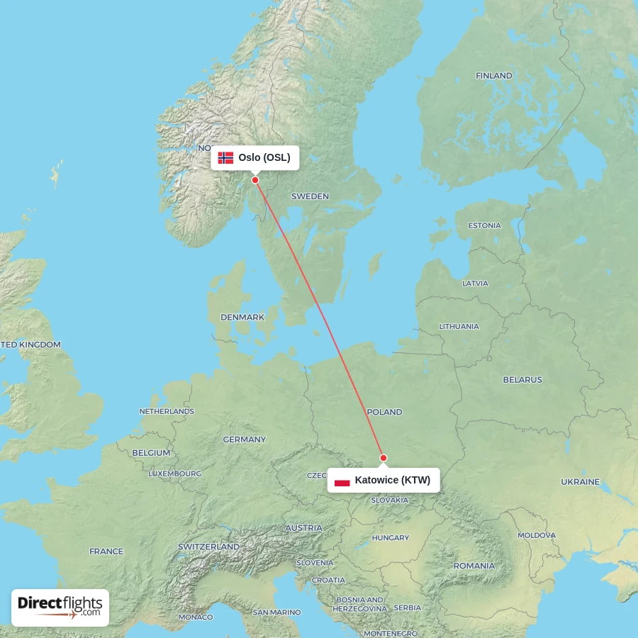 OSL - KTW route map