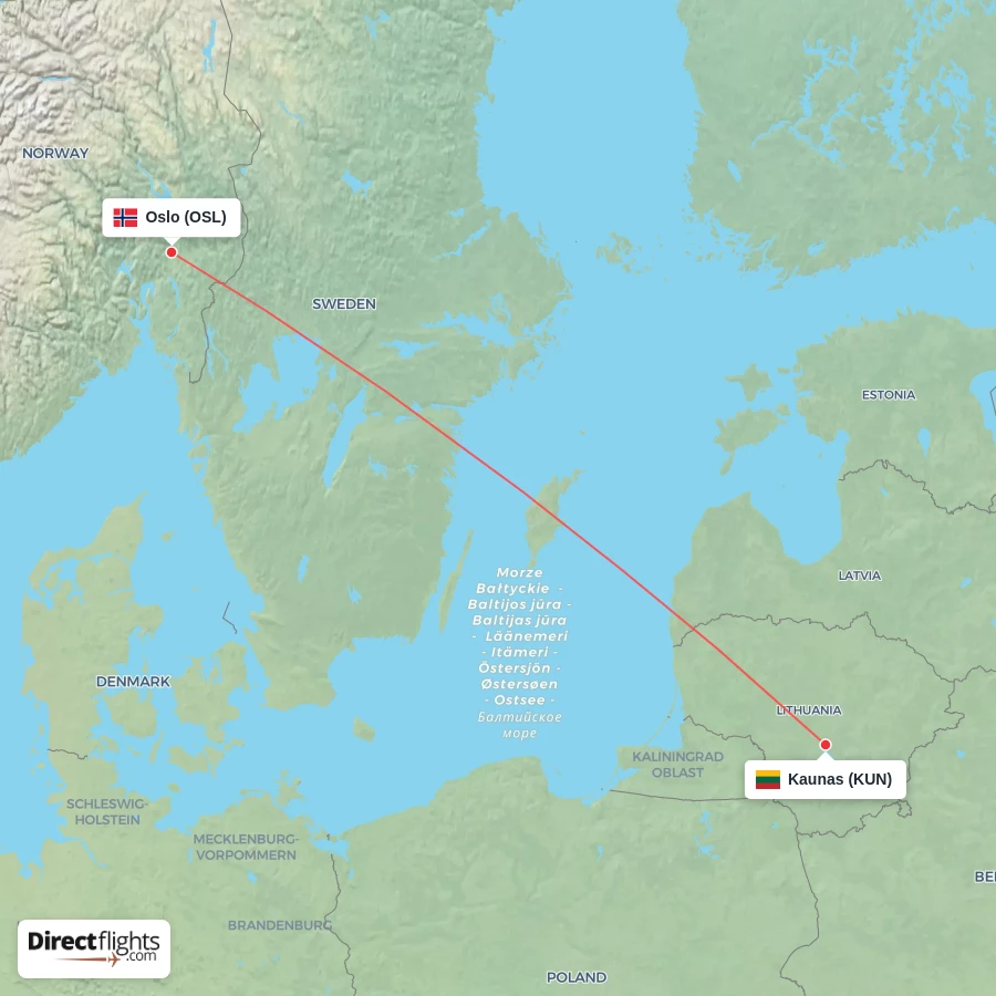 OSL - KUN route map