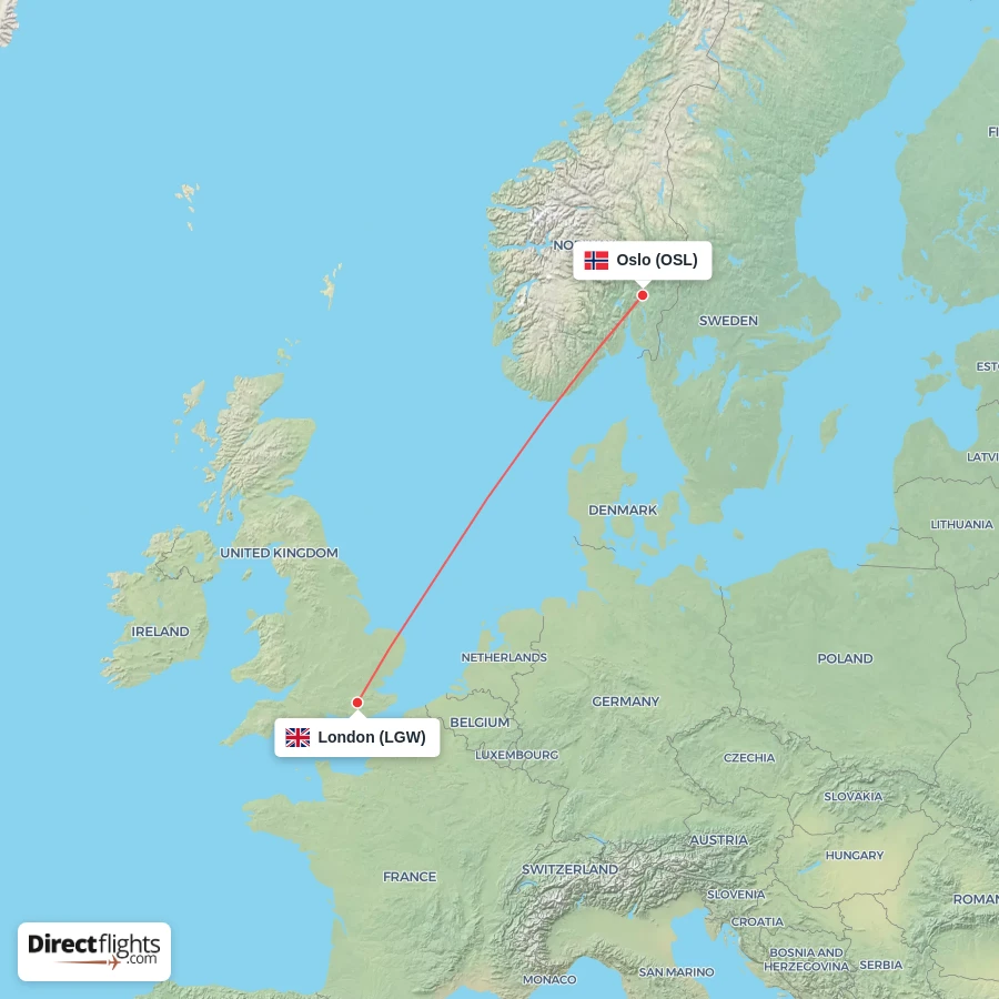 OSL - LGW route map