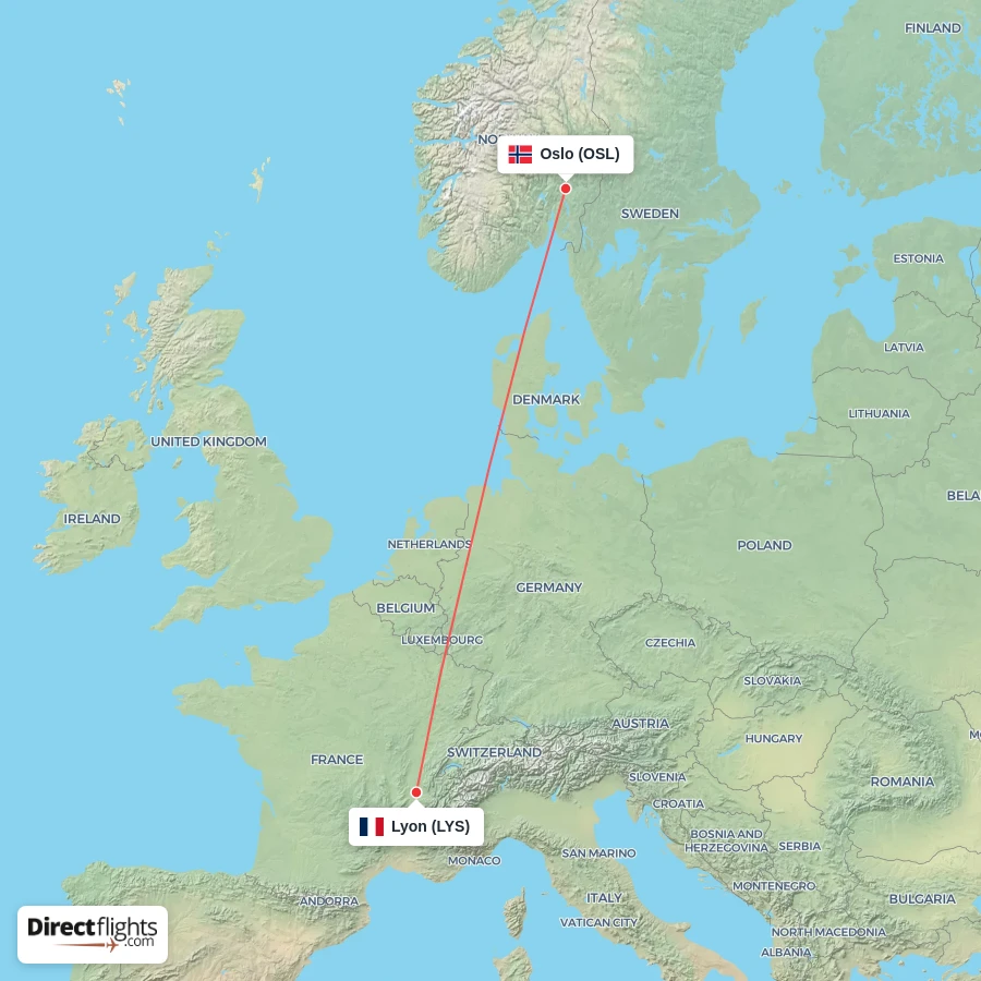 OSL - LYS route map