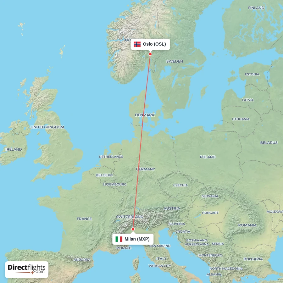 OSL - MXP route map