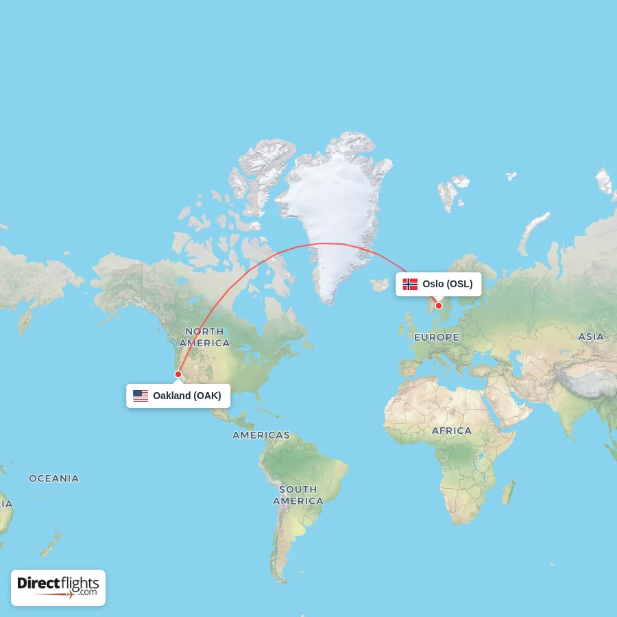 OSL - OAK route map