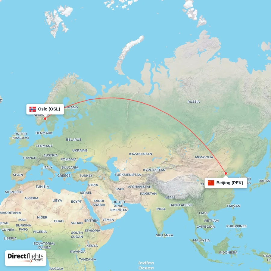 OSL - PEK route map