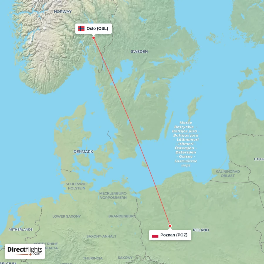 OSL - POZ route map