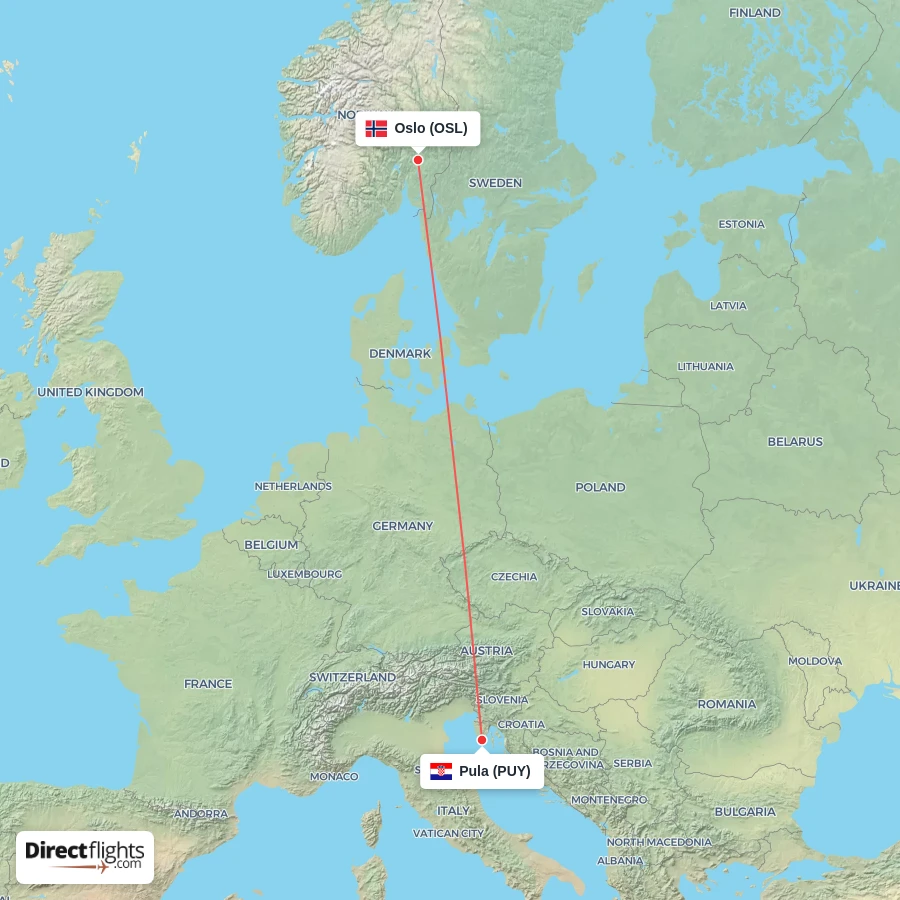 OSL - PUY route map