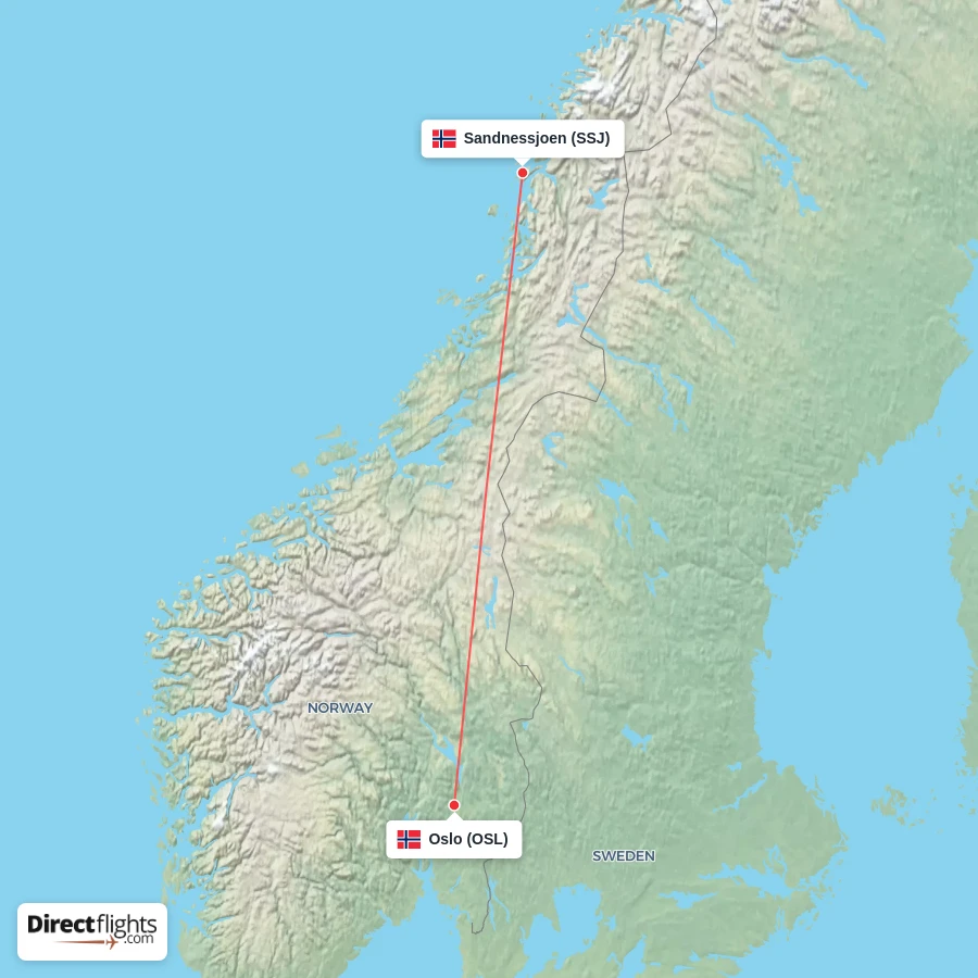 OSL - SSJ route map