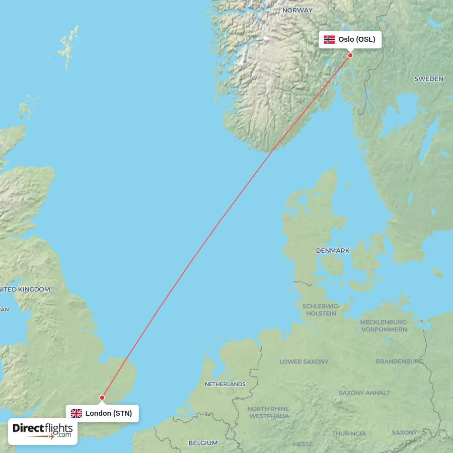 OSL - STN route map