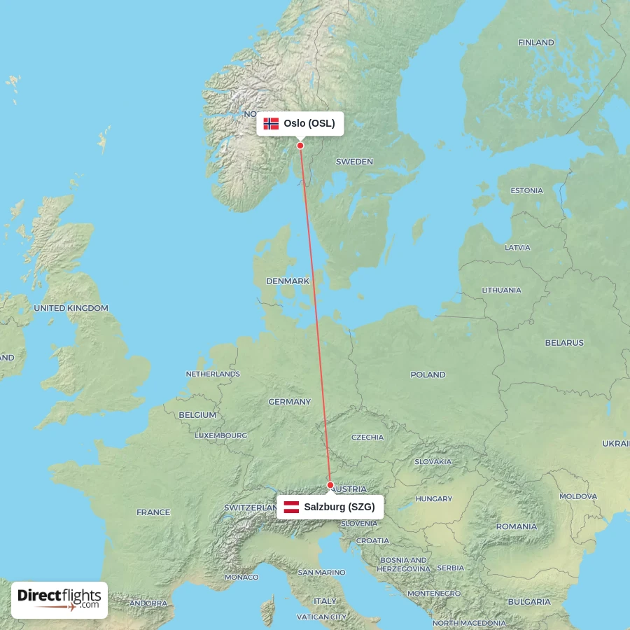 OSL - SZG route map