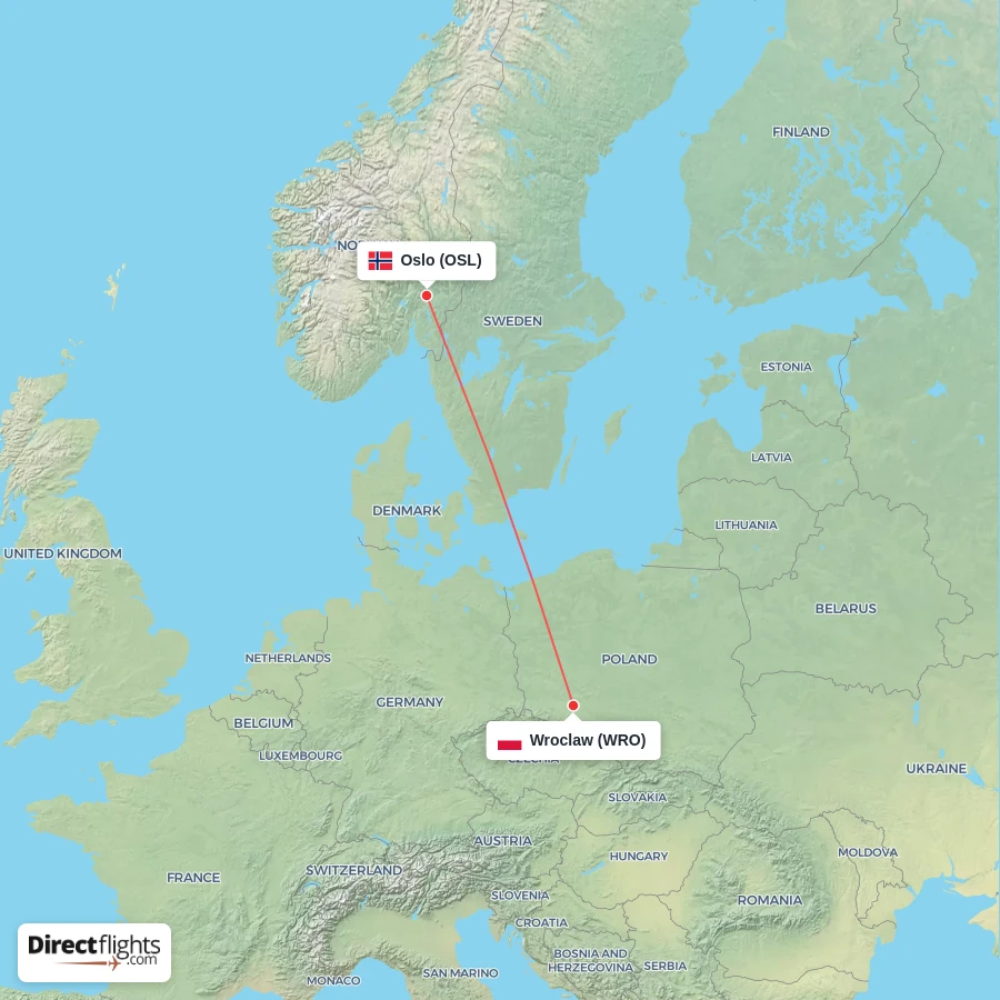 OSL - WRO route map