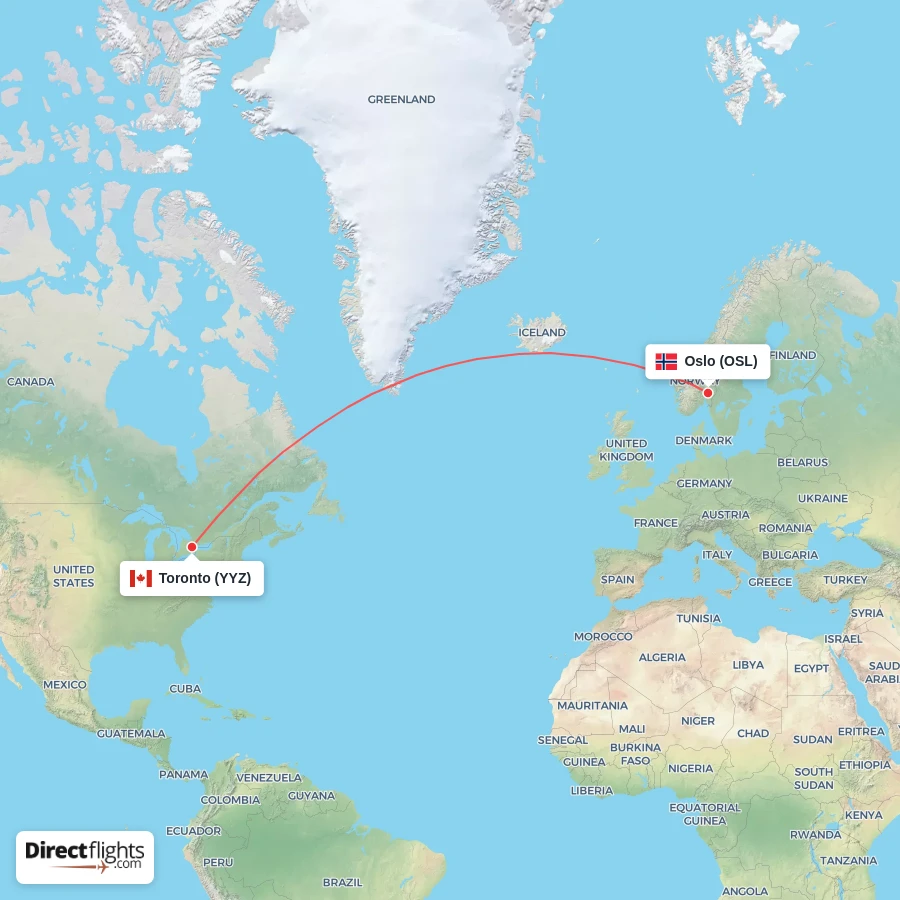OSL - YYZ route map