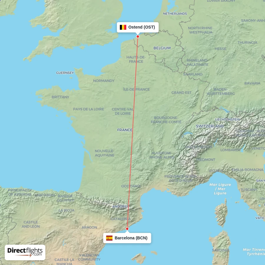 OST - BCN route map