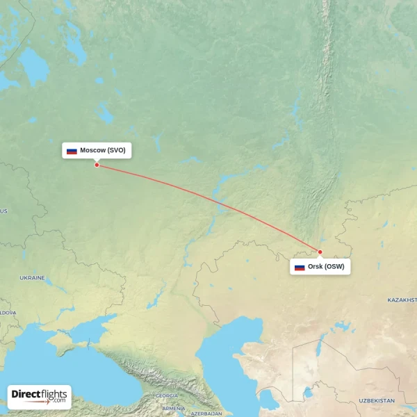 Orsk - Moscow direct flight map