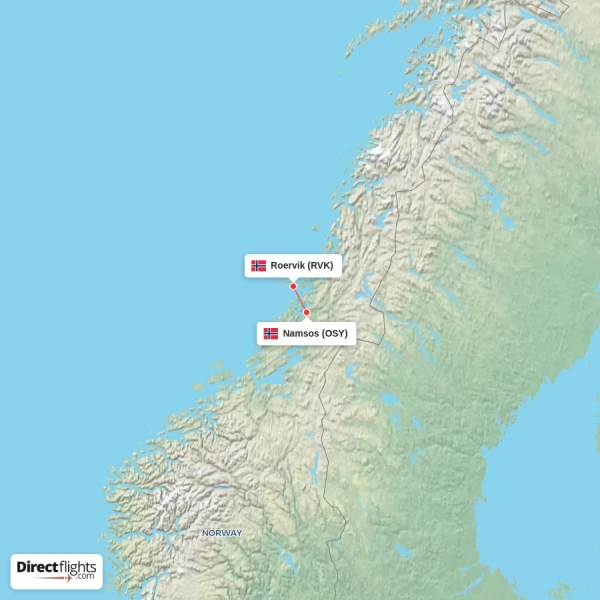 Namsos - Roervik direct flight map