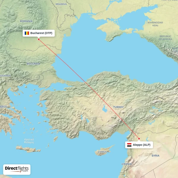 Bucharest - Aleppo direct flight map