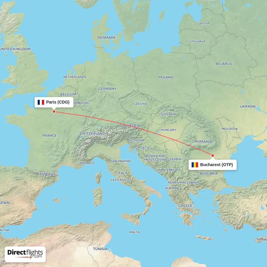 OTP - CDG route map