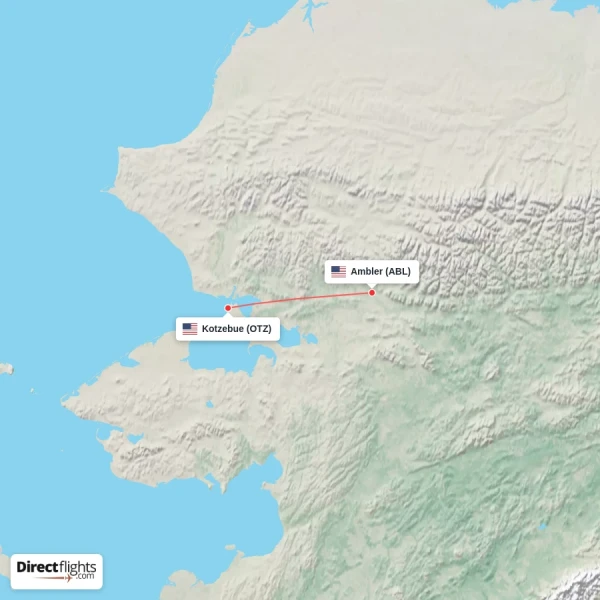 Kotzebue - Ambler direct flight map