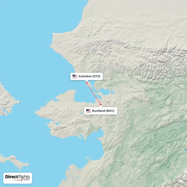 Kotzebue - Buckland direct flight map