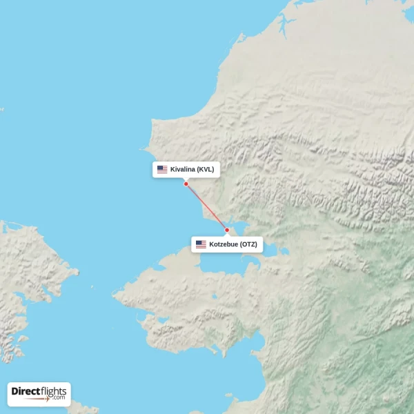 Kotzebue - Kivalina direct flight map