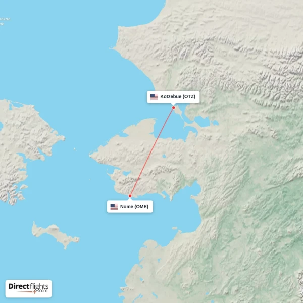 Kotzebue - Nome direct flight map