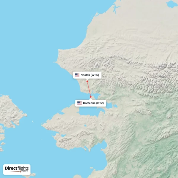 Kotzebue - Noatak direct flight map