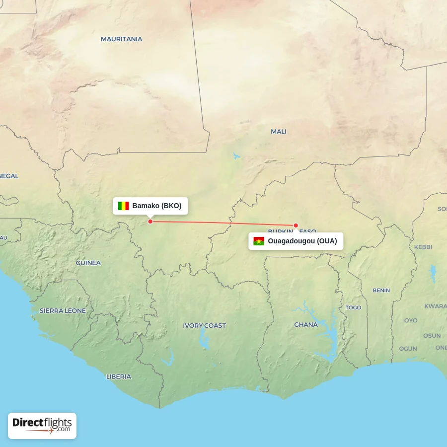 OUA - BKO route map
