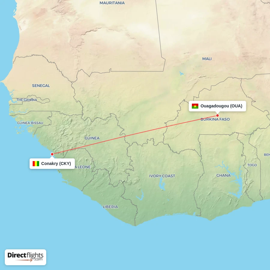 OUA - CKY route map