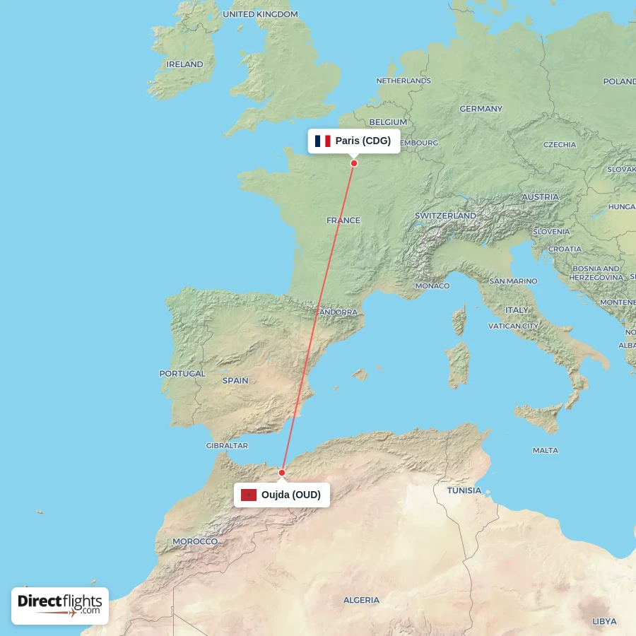 OUD - CDG route map