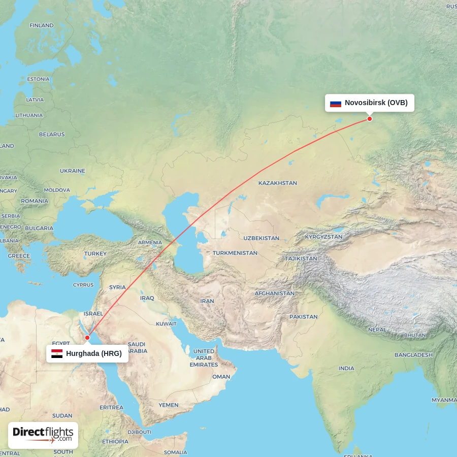OVB - HRG route map