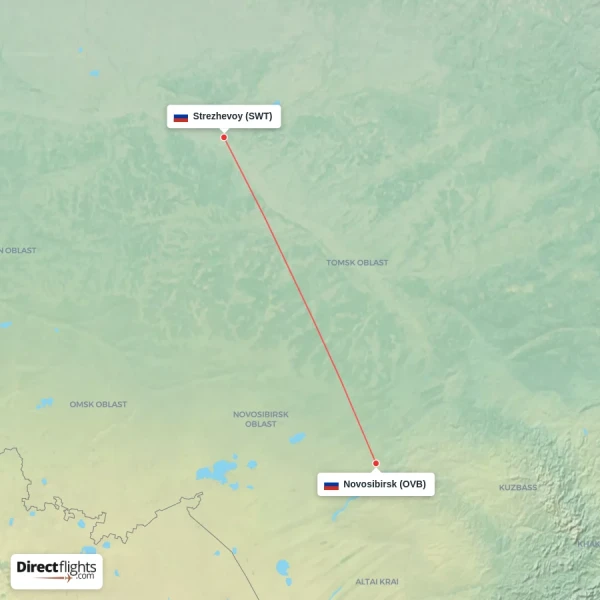 Novosibirsk - Strezhevoy direct flight map