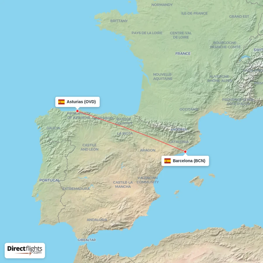 OVD - BCN route map