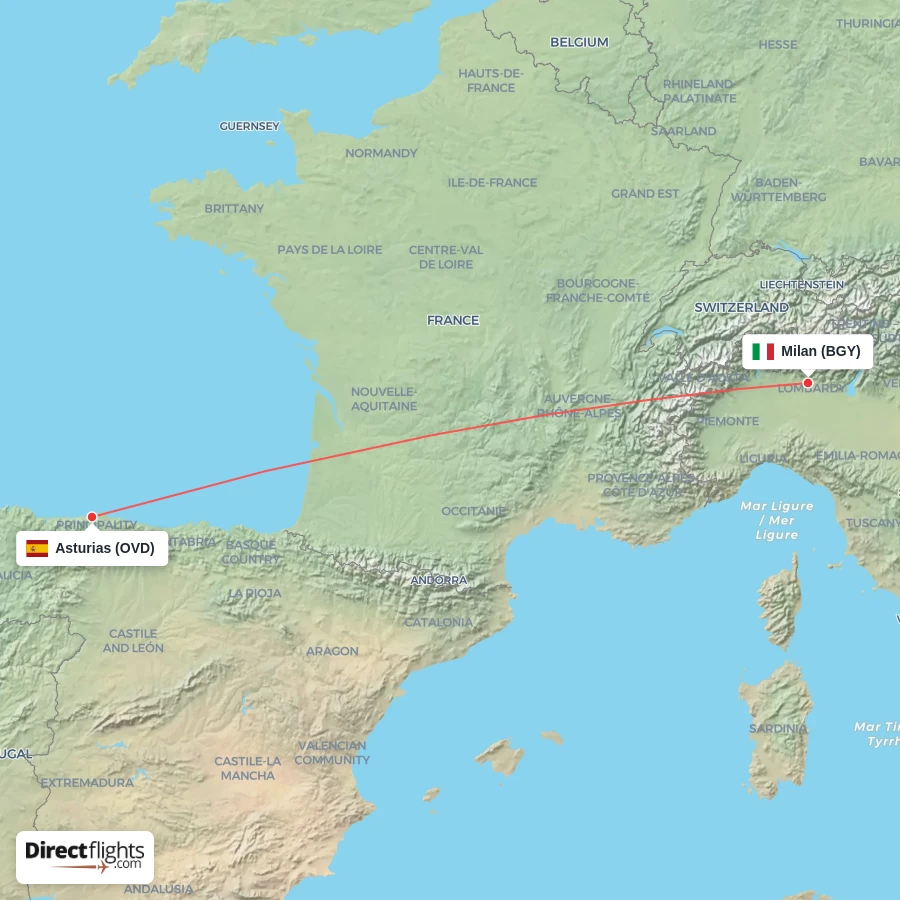 OVD - BGY route map