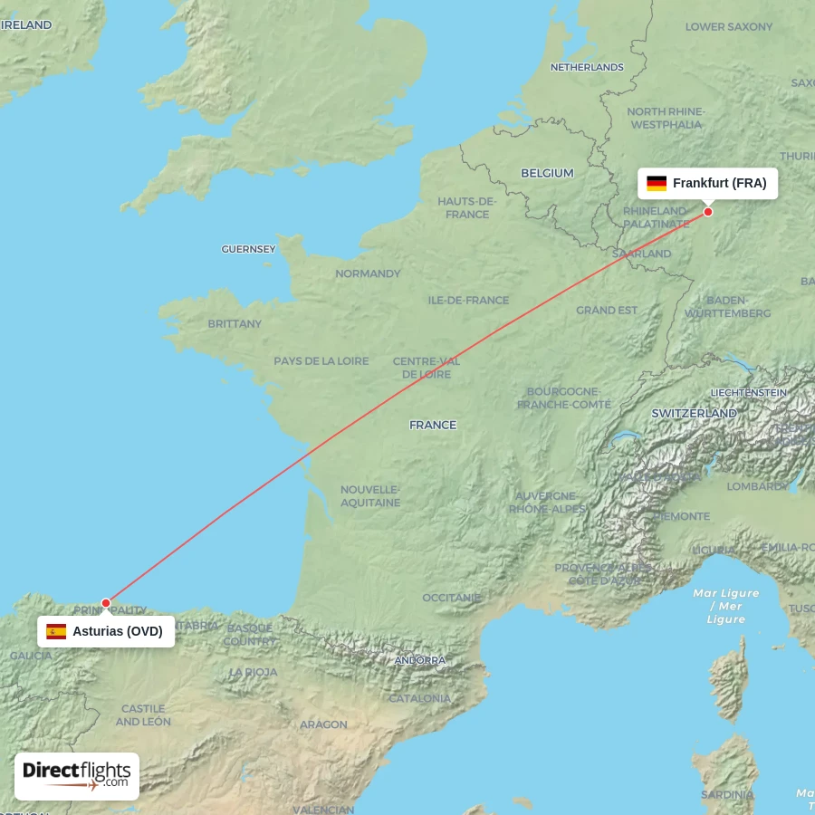 OVD - FRA route map