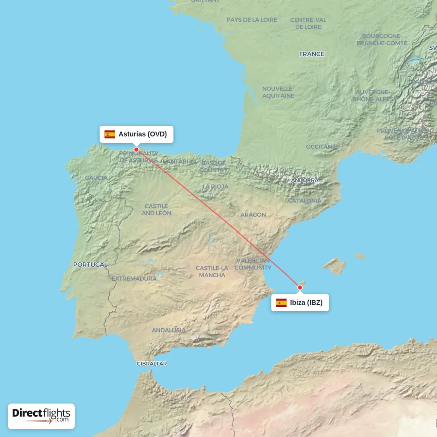 OVD - IBZ route map