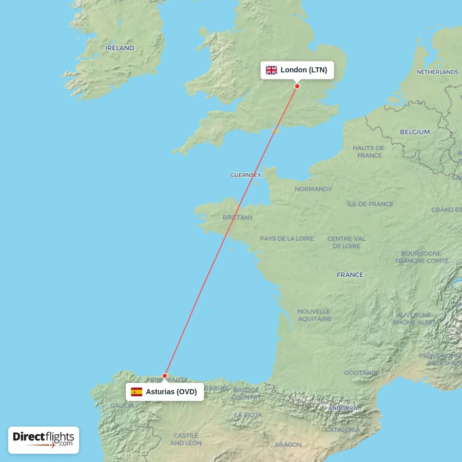OVD - LTN route map