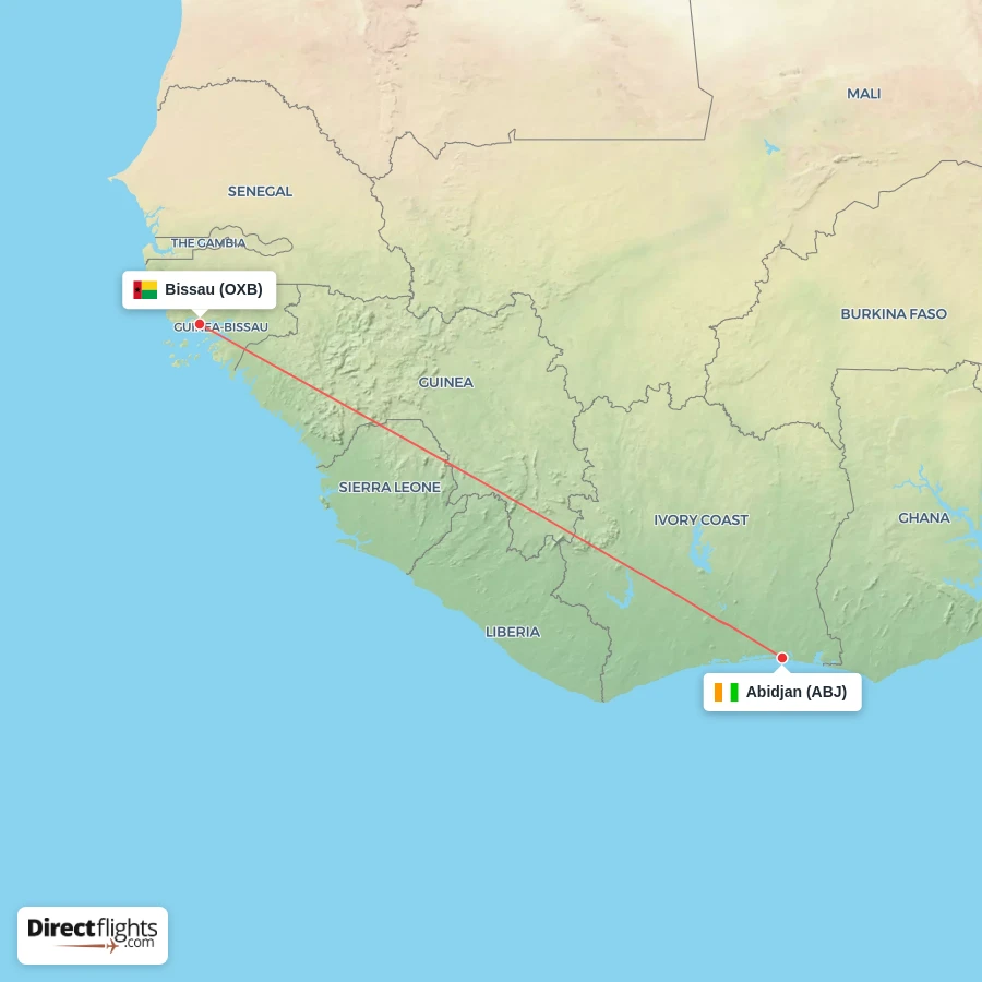 OXB - ABJ route map
