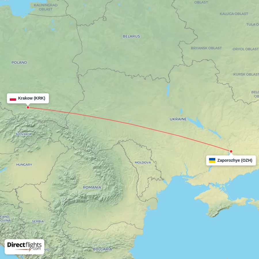 OZH - KRK route map