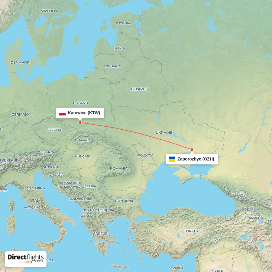 OZH - KTW route map