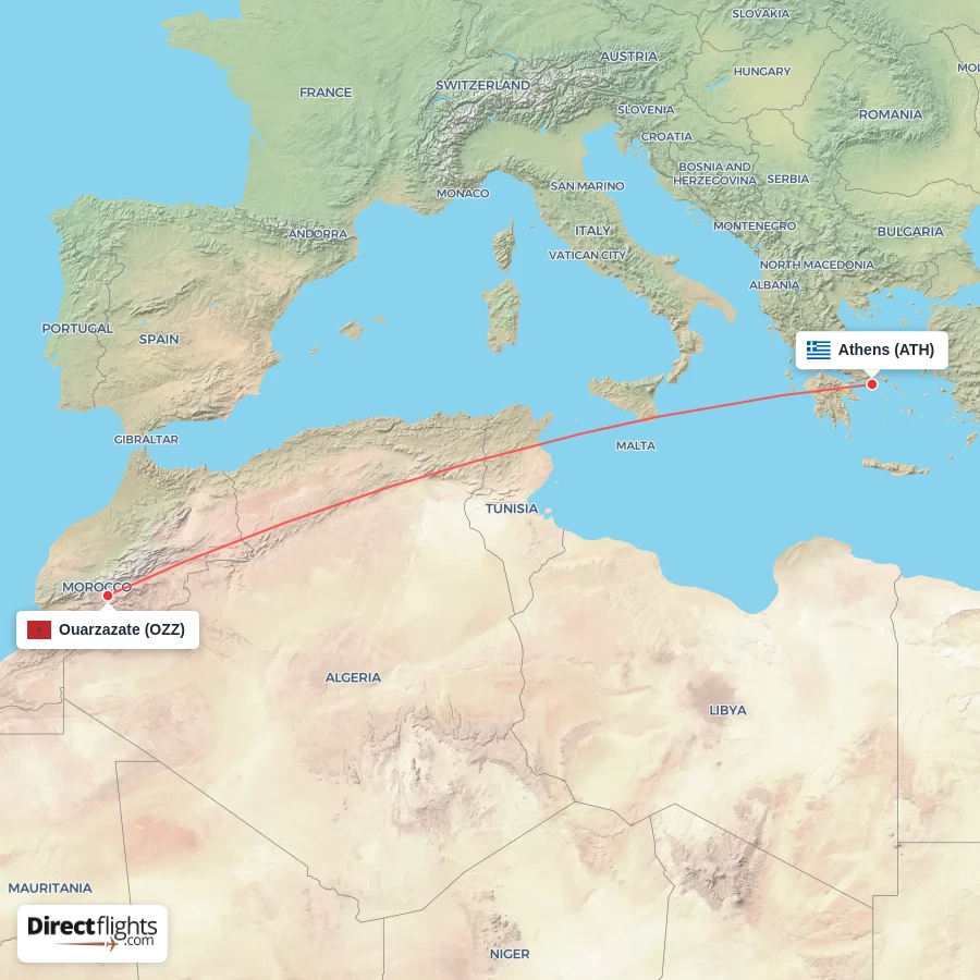 OZZ - ATH route map