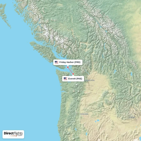 Everett - Friday Harbor direct flight map