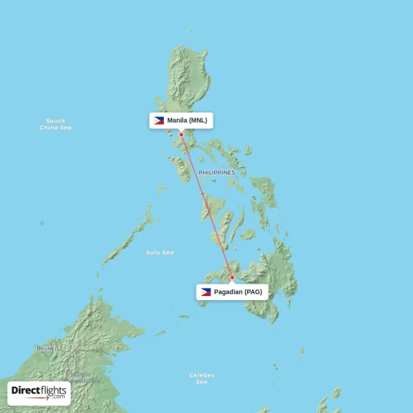 Pagadian - Manila direct flight map