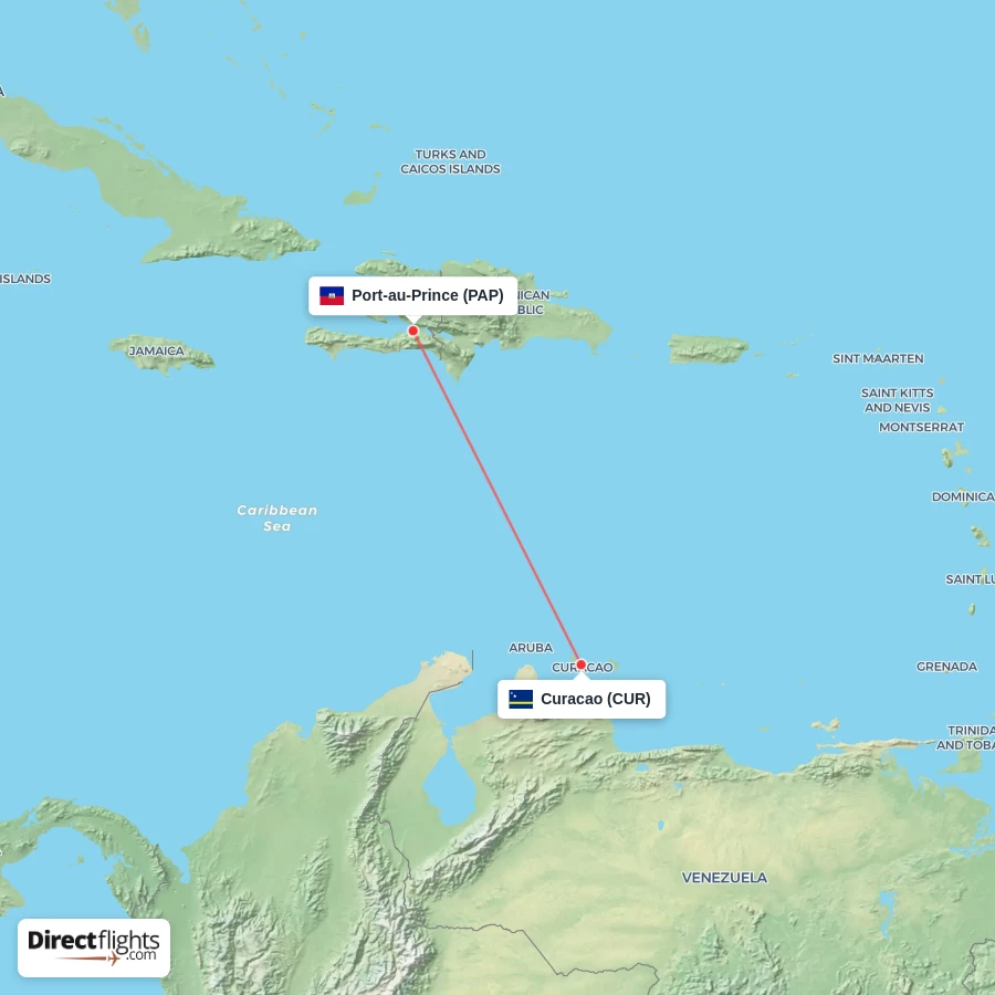 PAP - CUR route map