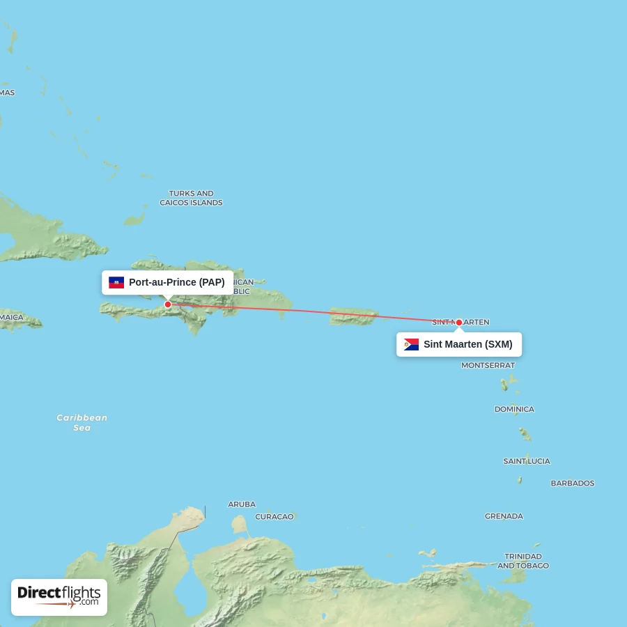 PAP - SXM route map