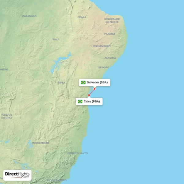 Cairu - Salvador direct flight map
