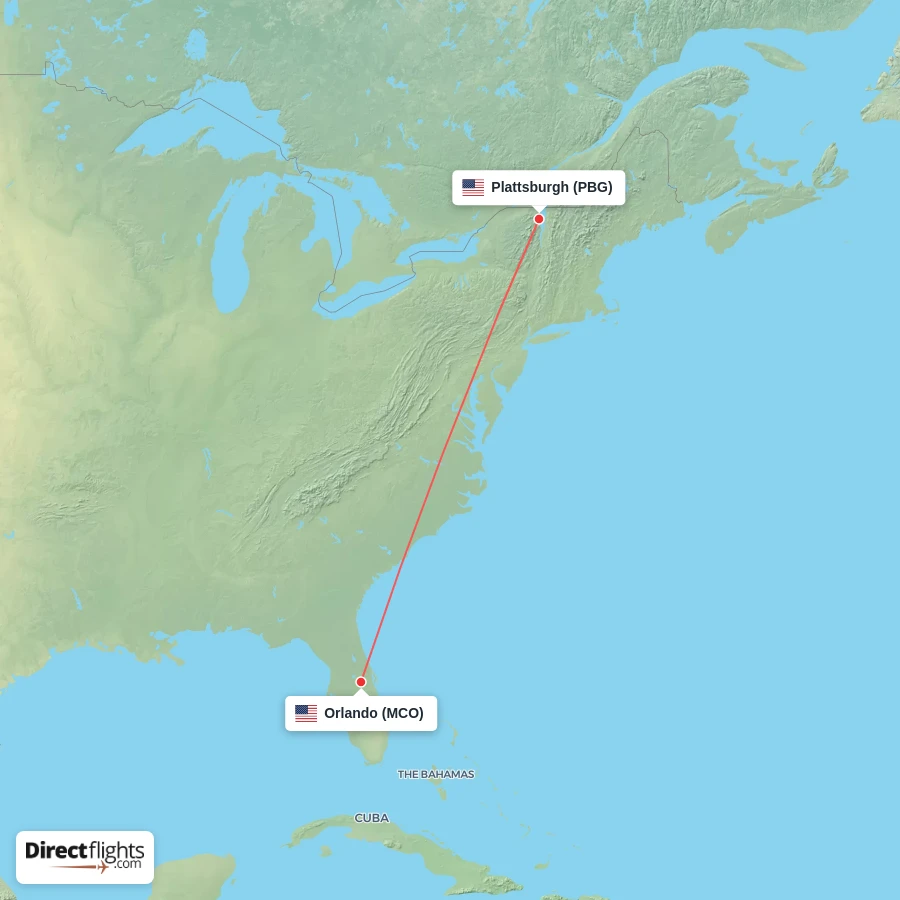 PBG - MCO route map