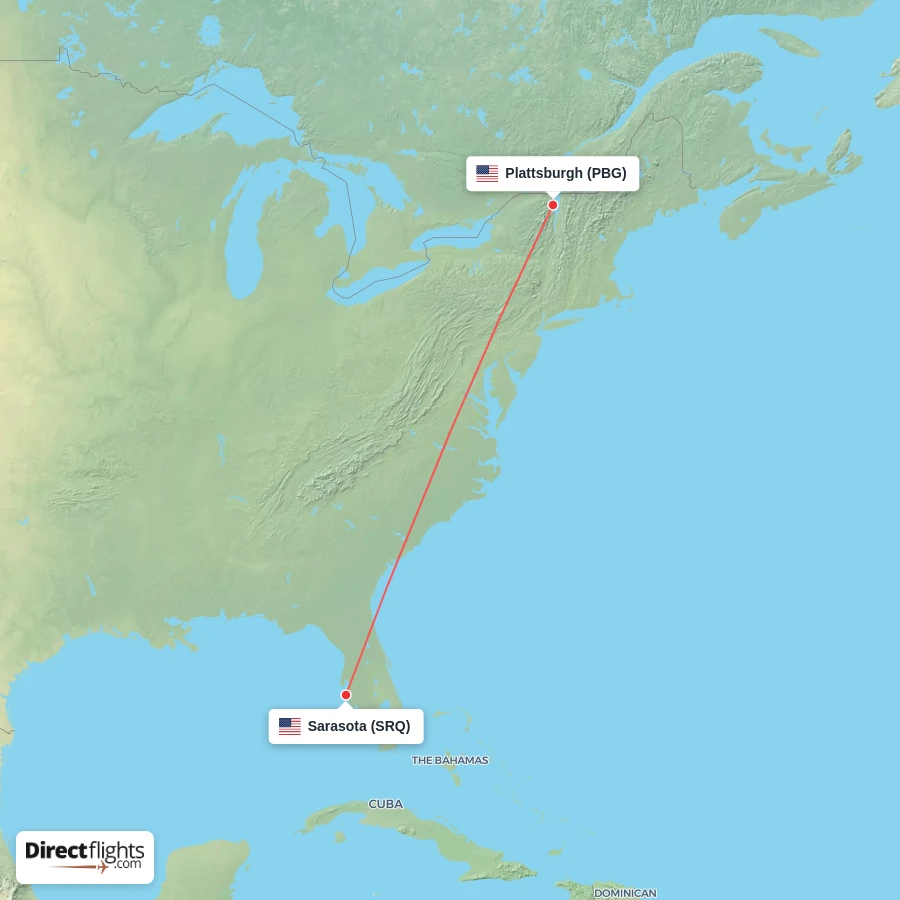 PBG - SRQ route map