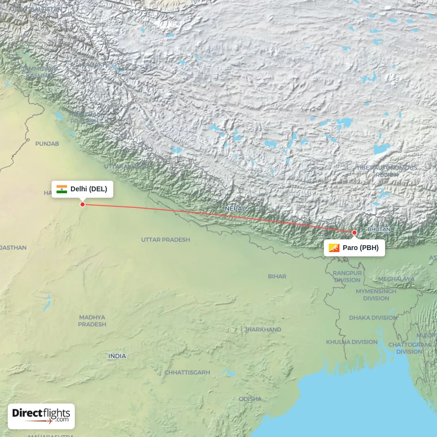 PBH - DEL route map