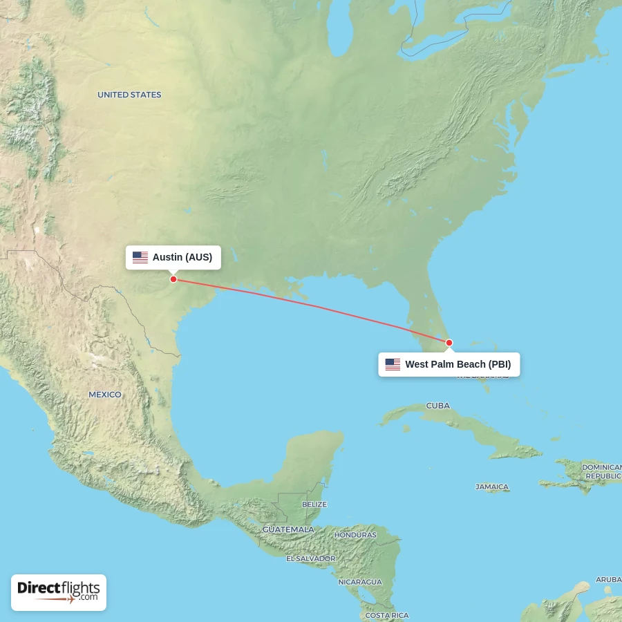 PBI - AUS route map
