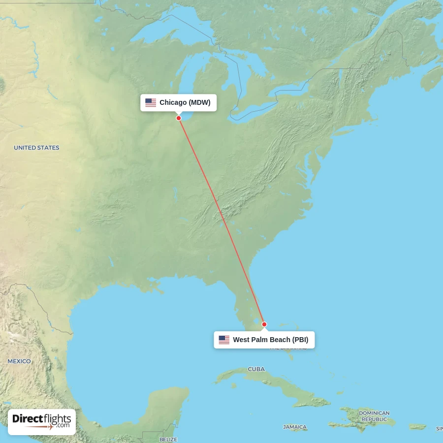 PBI - MDW route map